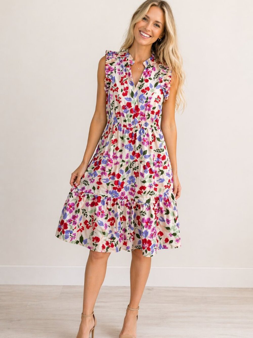 Maggy London Petite Floral Ruffle Dress Size 6 Petite NWT